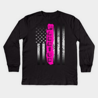 breast cancer warrior US flag Kids Long Sleeve T-Shirt